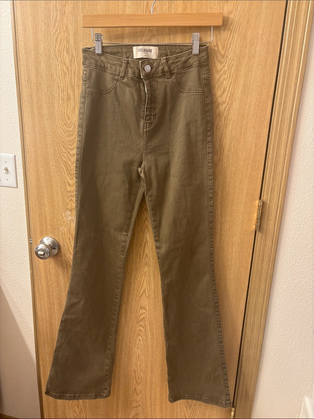 FITJEANS Olive Green High-Rise Wide Leg Jeans